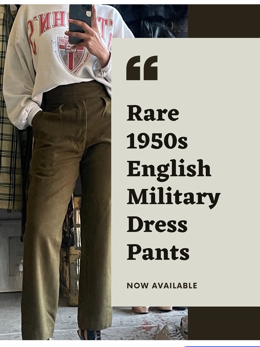 Vintage Military Olive Chinos Adjustable Waist